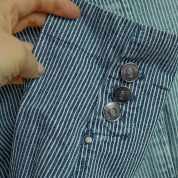 Valerie Bertinelli Y2k Denim Jacket Seersucker Stripe Retro 70s 2 Button Blazer - Picture 7 of 11